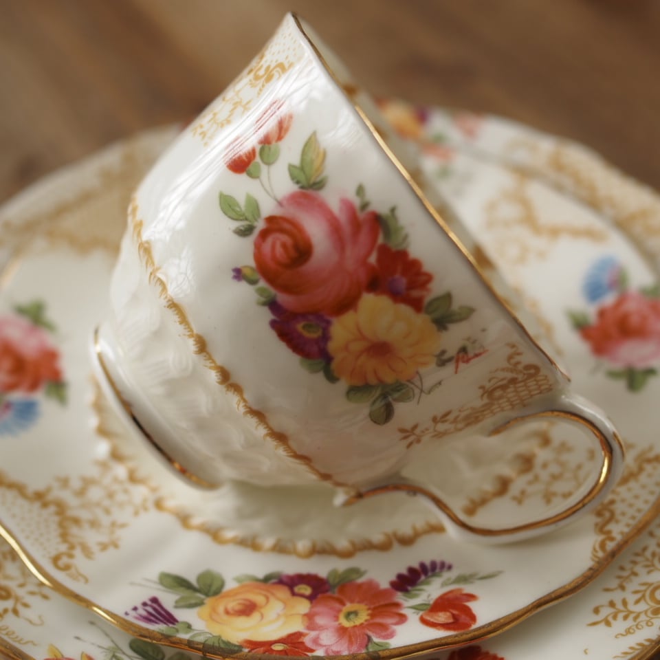 英国アンティーク サミュエルラドフォード 1900年 トリオ カップ