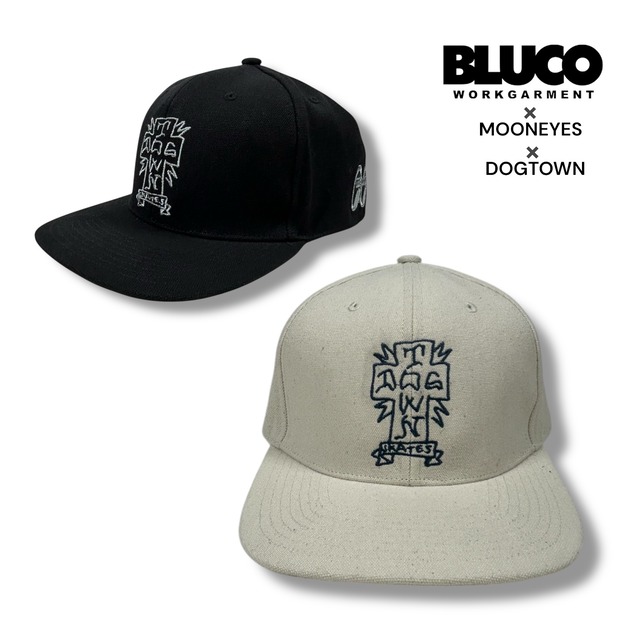 コラボキャップ 帽子 ベースボールキャップ メンズ 綿コットン BLUCO ブルコ (MOONEYES x DOGTOWN x BLUCO) 6-PANEL キャップ