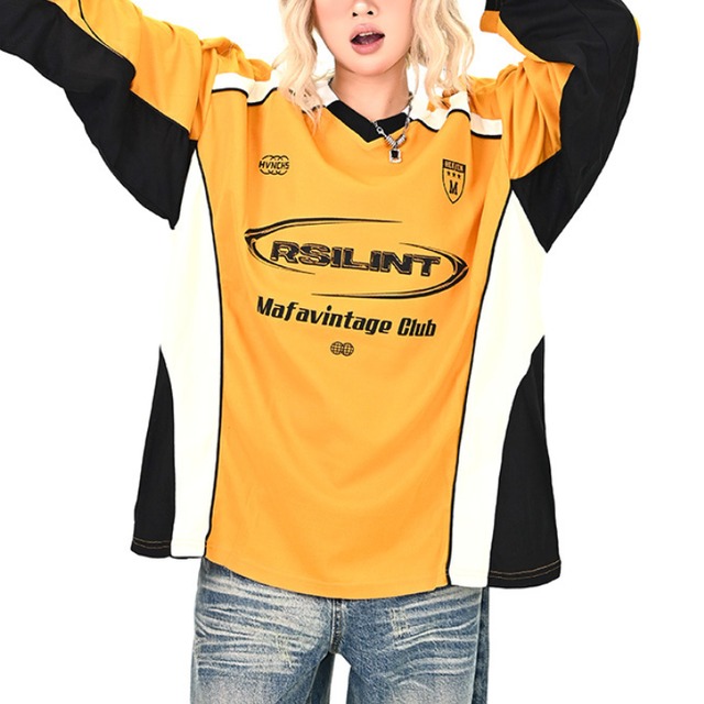 color block v-neck long tee　カラーブロックVネックロングティー　J1418