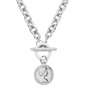 316L Coin Pendant Necklace 【SILVER】