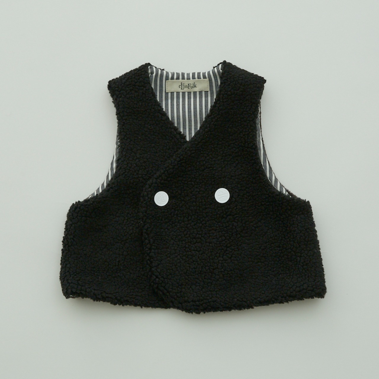 〈 eLfin Folk 〉Sheep boa baby vest (reversible) / elf-232F49 / ベスト / black / 80〜100