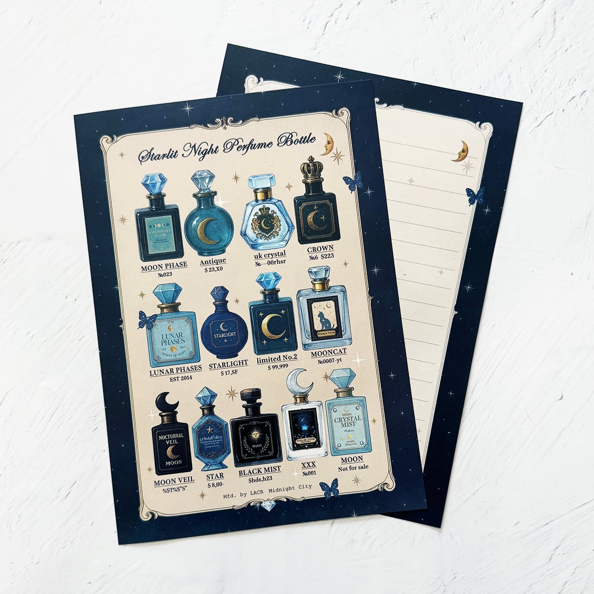 レターセット・便箋】星空香水瓶 コラージュ瓶柄 レターセット | LALA