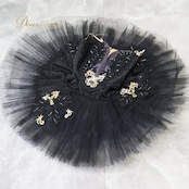 バレエ 衣装 チュチュ 黒鳥 白鳥の湖 黒 コンクール 発表会 ジュニア チュール ダンス パーティ ゴールド 金 ブラック系 バレエ衣装 チュチュ黒 コンクールドレス 発表会用 ダンスコスチューム ブラックチュチュ 子供用ダンス衣装 ゴールド刺繍