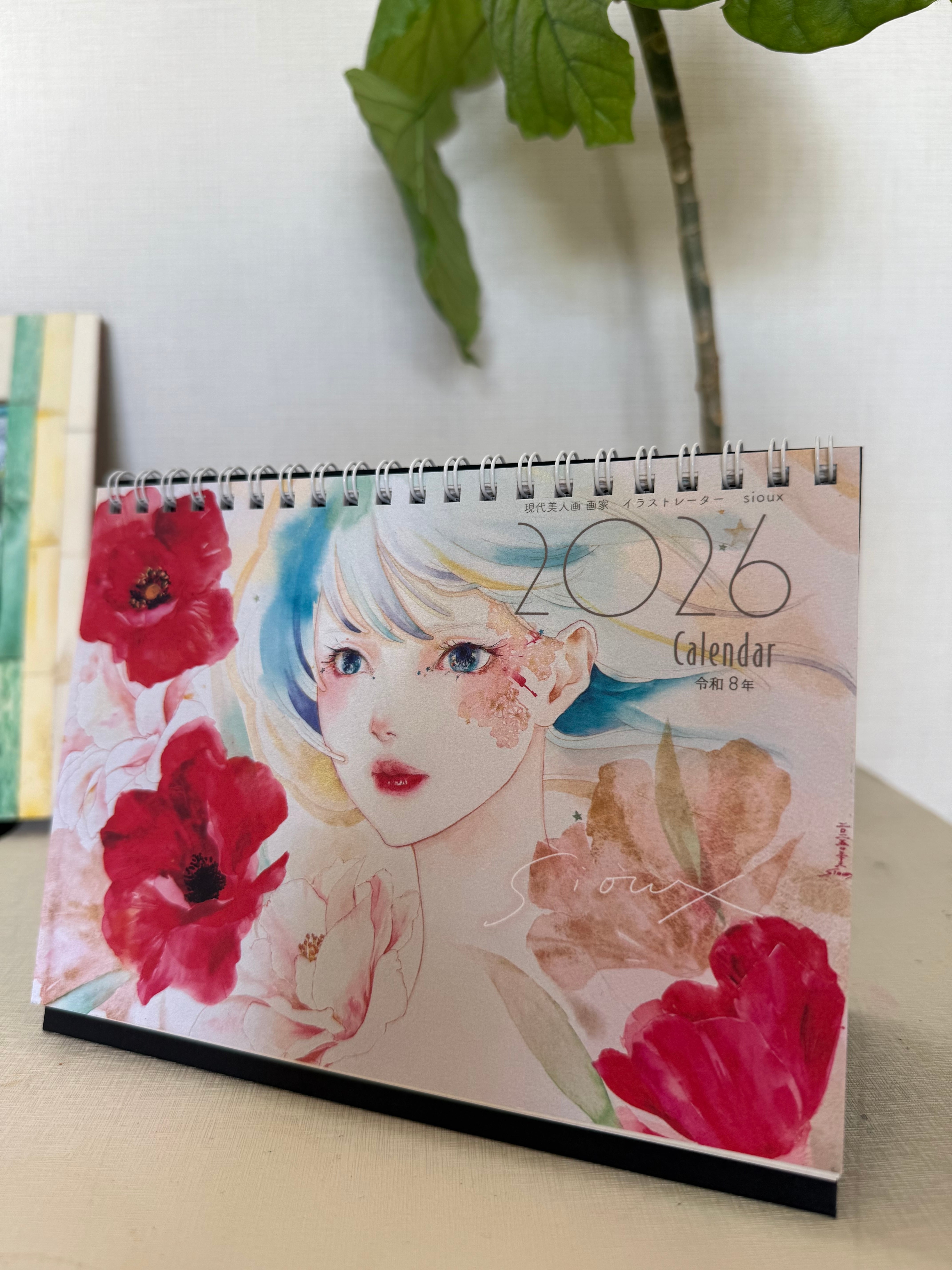 2026フルカラー卓上リング式カレンダー 水彩美人画13ページ | sioux mart