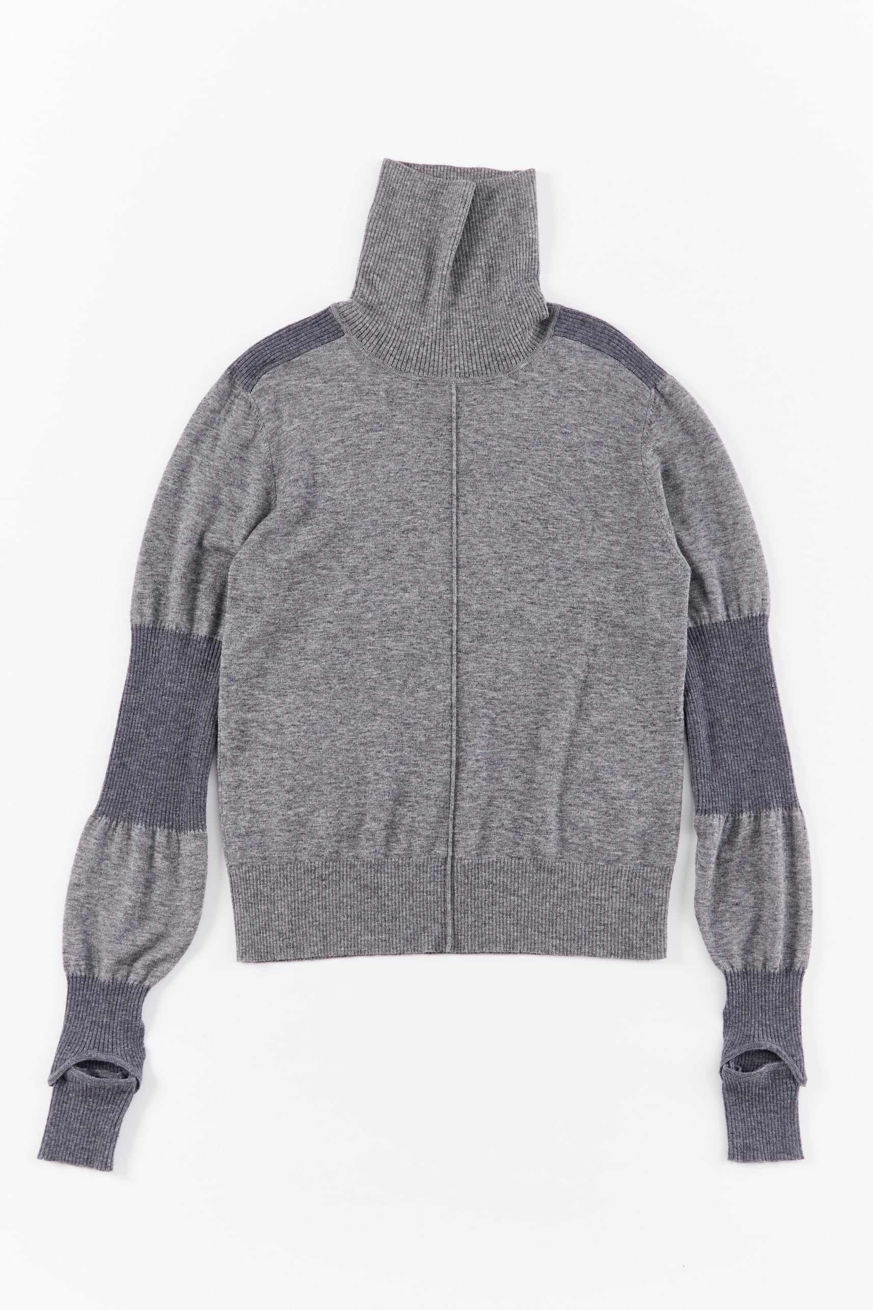 RIB SWITCHING TURTLE NECK PULLOVER	 25AWAC-001 GRAY