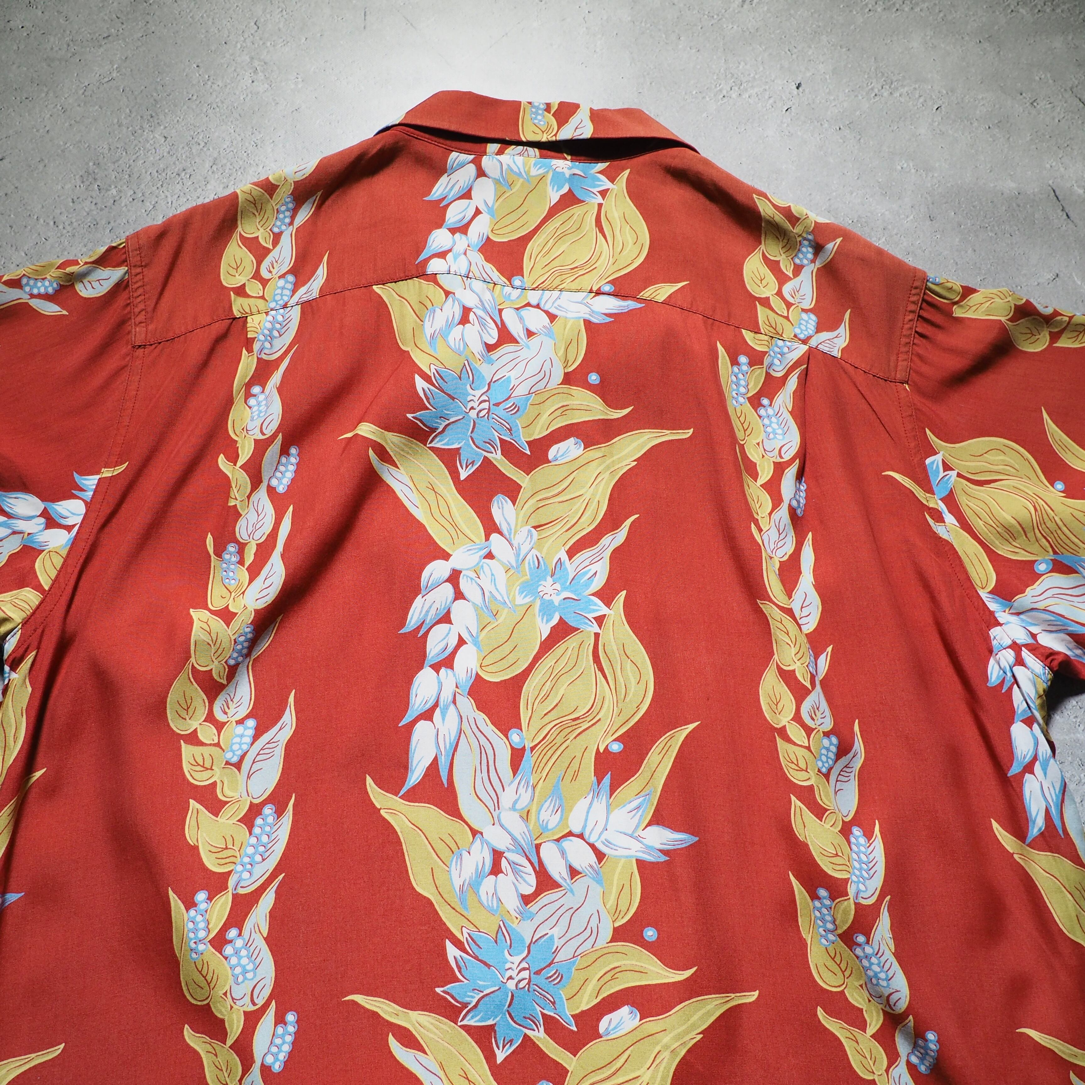 1990s Tropical flower printed vintage open collar SS shirt