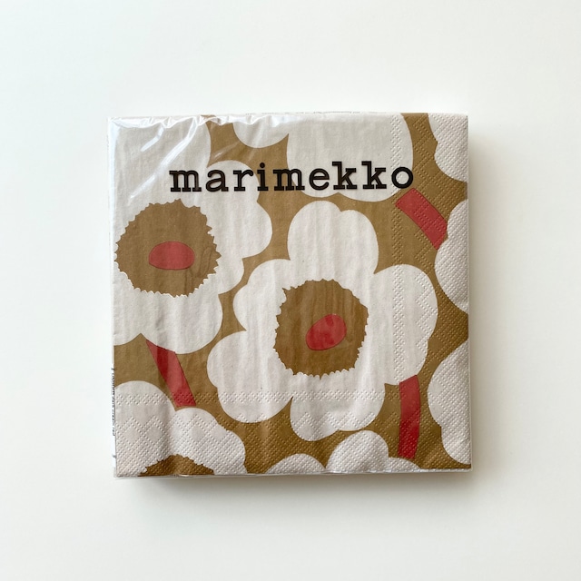 2023秋冬【marimekko】ランチサイズ ペーパーナプキン UNIKKO ダーククリームxレッド 20枚入り