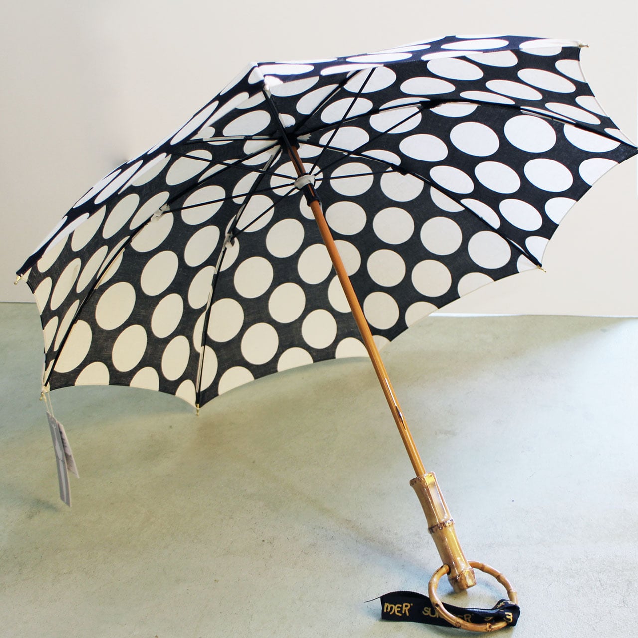 SUR MER (シュールメール） 日本製 長傘 晴雨兼用日傘 バンブー 水玉