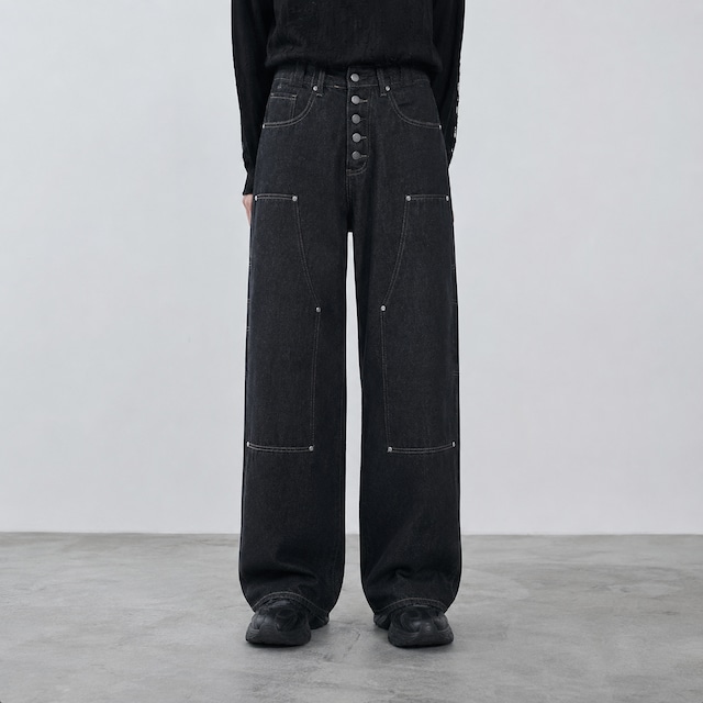 Stitch Button Denim Pants 0001