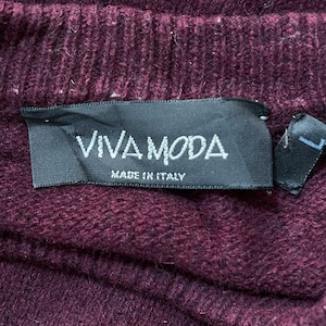 【VIVAMODA】イタリア製 ウール ニット セーター L 無地 バーガンディ MADE IN ITALY EU古着 ヨーロッパ古着