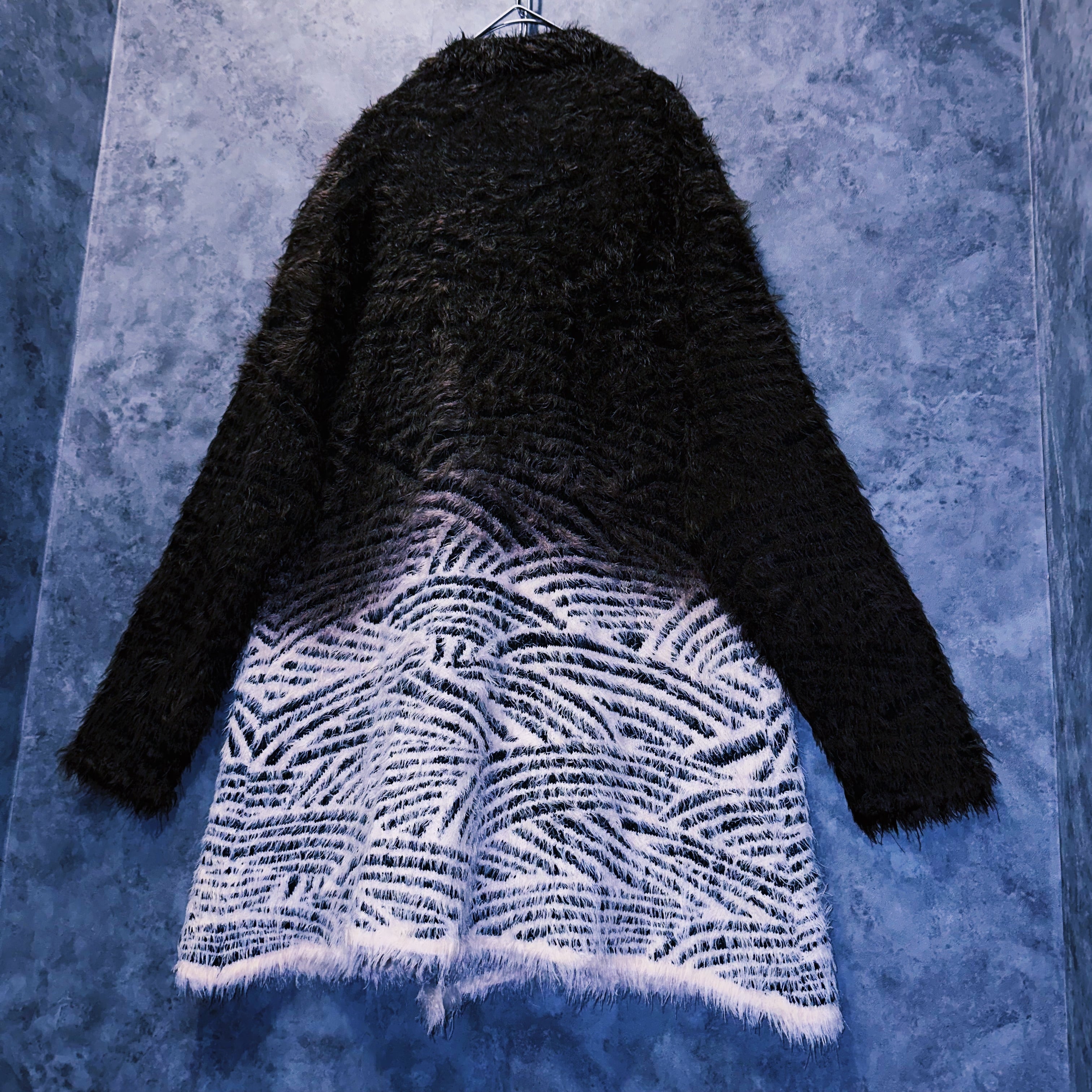 doppio】vintage shaggy zebra gradation design Knit tailored doppio】vintage shaggy zebra gradation design Knit tailored