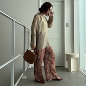 ウェーブペイント柄PT/オレンジブラウン