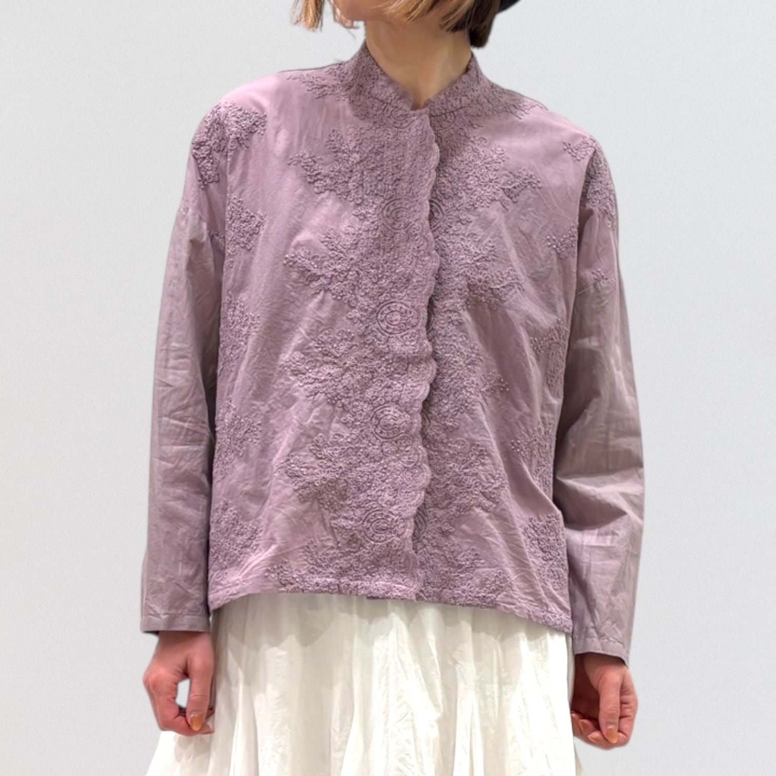 mizuiro ind lace stand collar wide shirt | CoCo Cuore