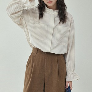 stand collar striped blouse m0501