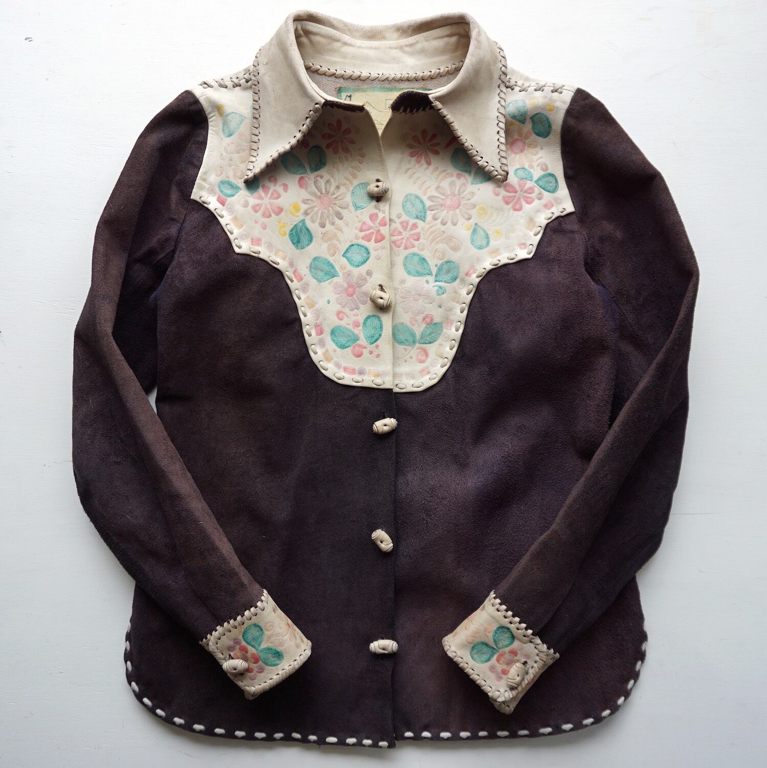1970's MEXICO製 [Char] ハンドペイント クラフトレザー シャツ