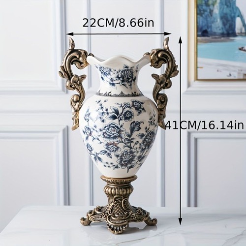 花瓶 フラワーポット ゴールド エレガント ゴージャス 花柄 ピンク ブルー ゴールド ホームインテリア