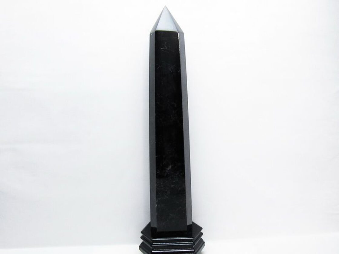 2.9Kg モリオン 黒水晶 六角柱 台座付属 一点物 162-392 | Pay ID