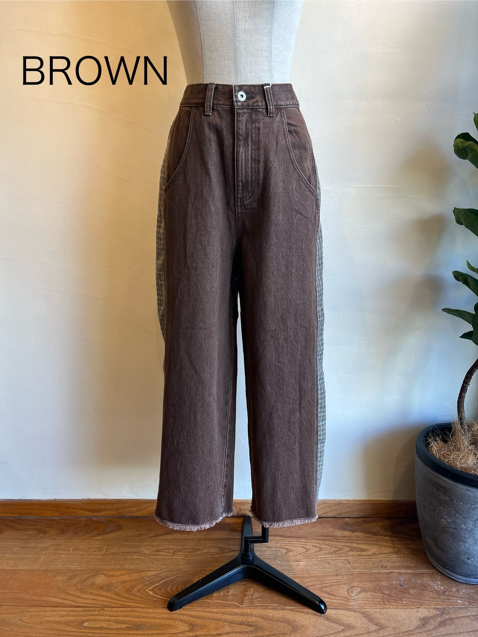 NAVY 36サイズ】CYAN TOKYO / ツイードコンビワイドデニム | anouk