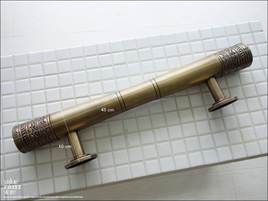 真鍮製 無垢 ドアハンドル 砂型鋳物 ヴィンテージ 真鍮ドアハンドルW45cm 鋳物ノブ 店舗用ドアノブ 取って 鋳造 レトロ