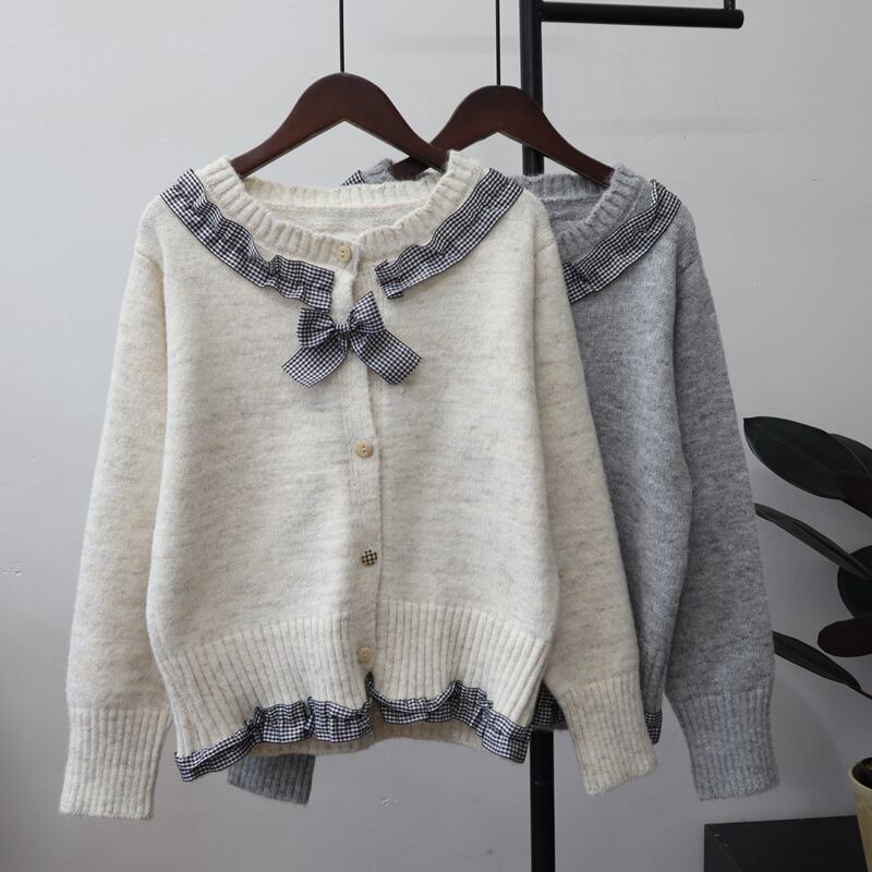 【outer】リボン付きカーディガン Q6498