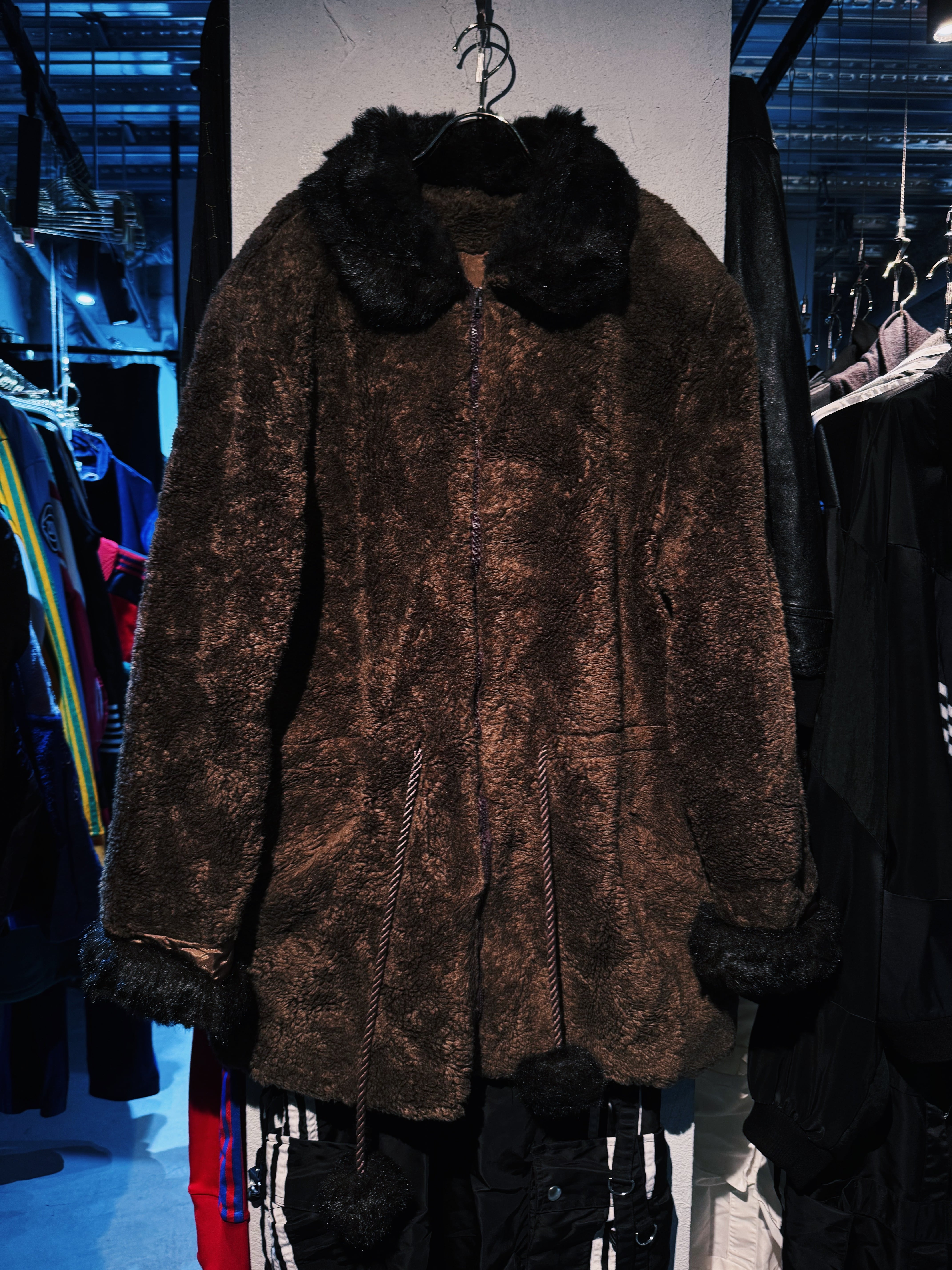 【D4C】Special vintage Fur×boa pattern switching color design jacket