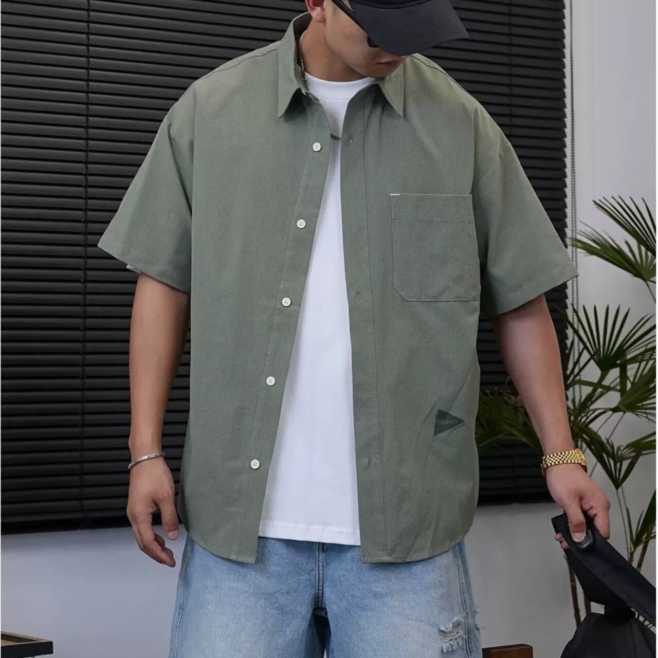 ボタンダウン ショートスリーブ ボックスシルエットシャツ 00525