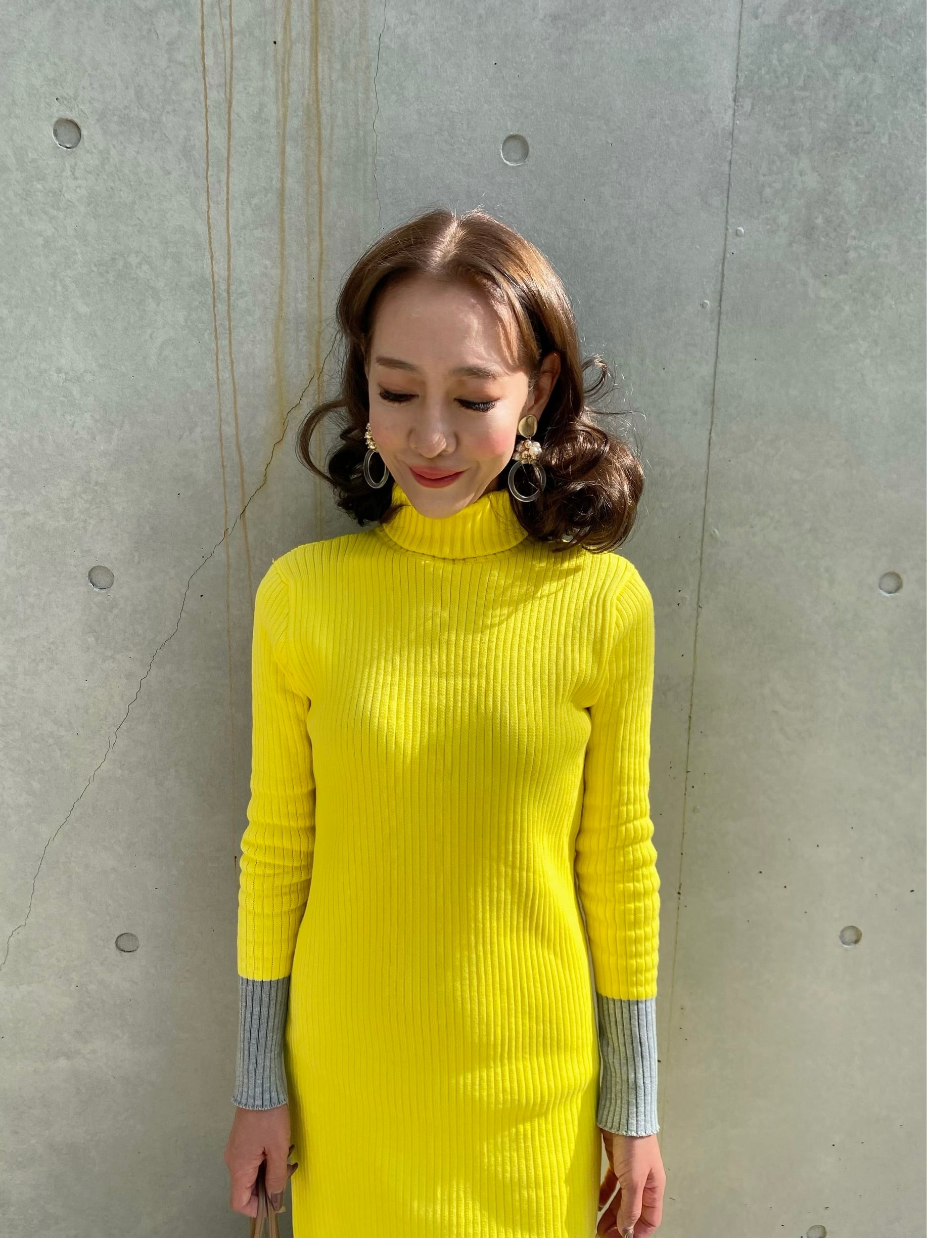 イエロー&グレーニットワンピース | セレクトショップベリンダ