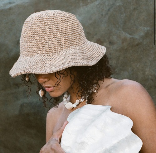 Summer Bucket Hat - Crocheted Natural