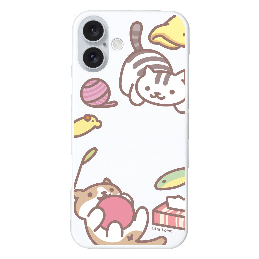 【iPhone 16 plus】【ねこあつめ(ボールあそび)】スマホケース クリアタイプ