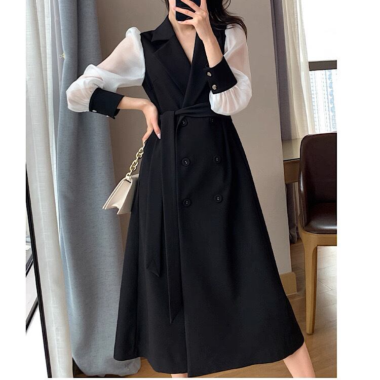 ウエストスリム ヘップバーン風ロングワンピース YH9516