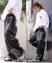 ◆クレイジーパターン デニム ワイドパンツ◆wi-007078