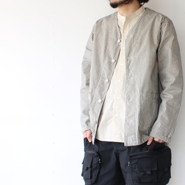 HARVESTY ヒッコリーノーカラーアトリエジャケット No Collar Atelier