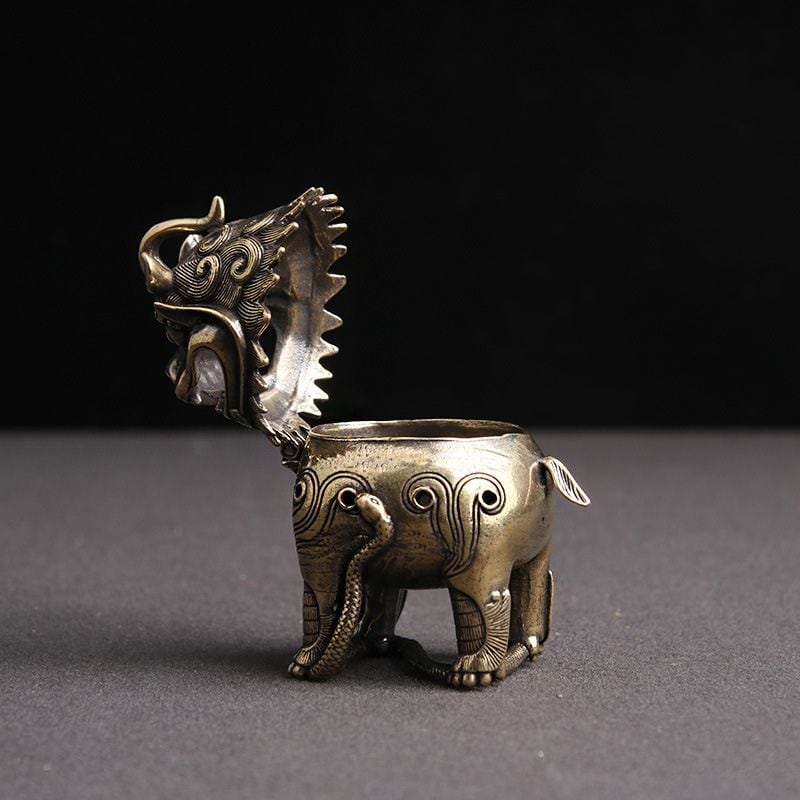 ミニ香炉 獅子 麒麟 神獣 風水 置物 真鍮製 貔貅 ヒキュウ 瑞獣 蓋付き