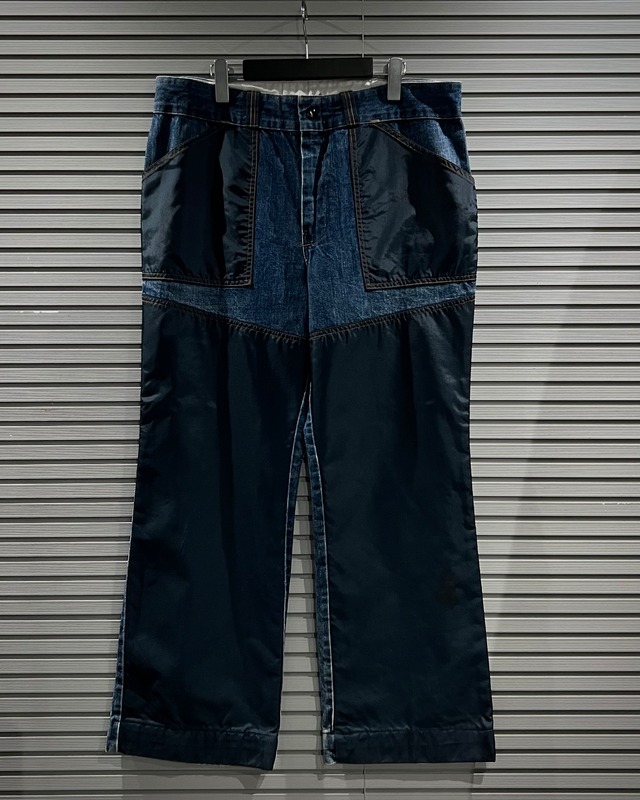 【X VINTAGE】70's “GAME WINNER” Nylon Switching Vintage Wide Denim Pants