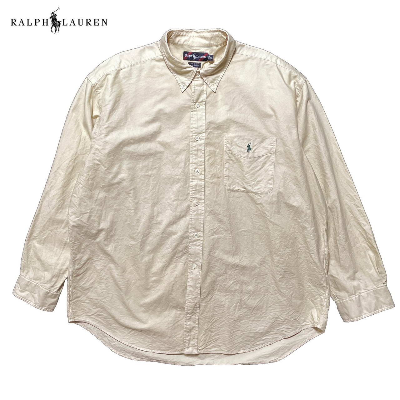 USA 古着 90S ラルフローレン ビッグシャツ オックスフォード コットン 