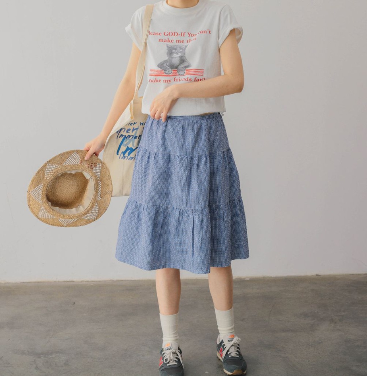 キャットグラフィックプリント Tシャツ   F0064 - 6