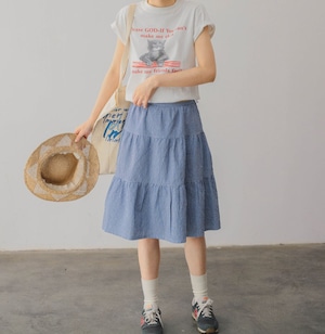 キャットグラフィックプリント Tシャツ   F0064