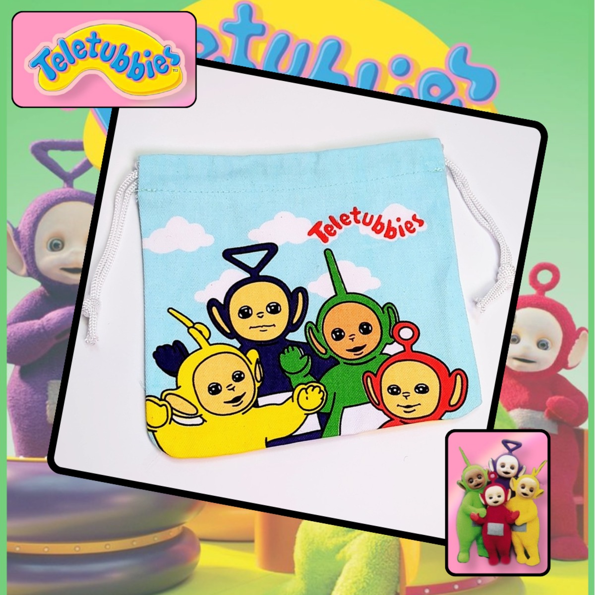Teletubbies 巾着袋 + キーホルダー x2 セット Teletubbies（テレタビーズ）】アメリカンキャラクター巾着袋