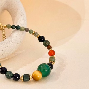 ハンドメイド 彩り天然石 レトロ ブレスレット