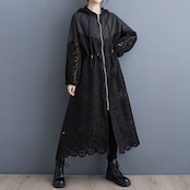 レース切替 フーデッド コート 00197