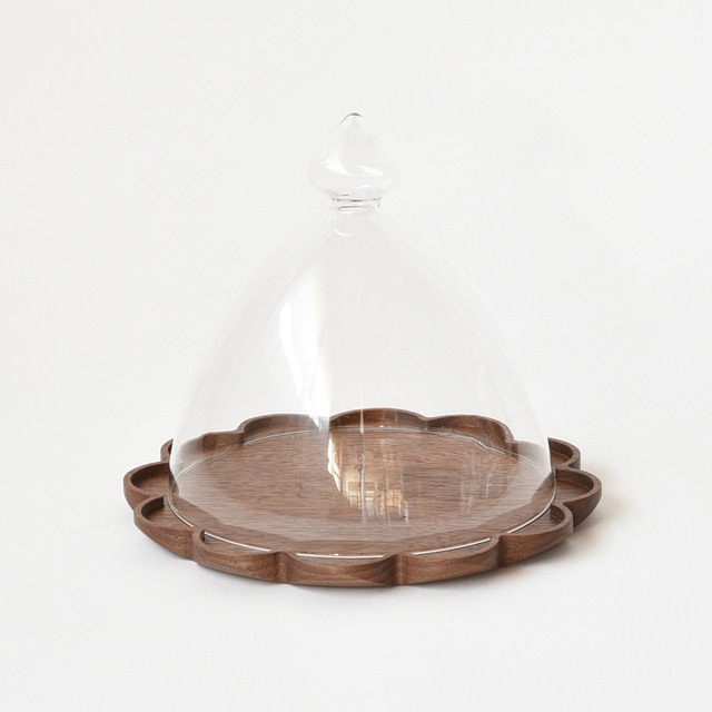 ウォールナットのトレーXL+ガラスドーム