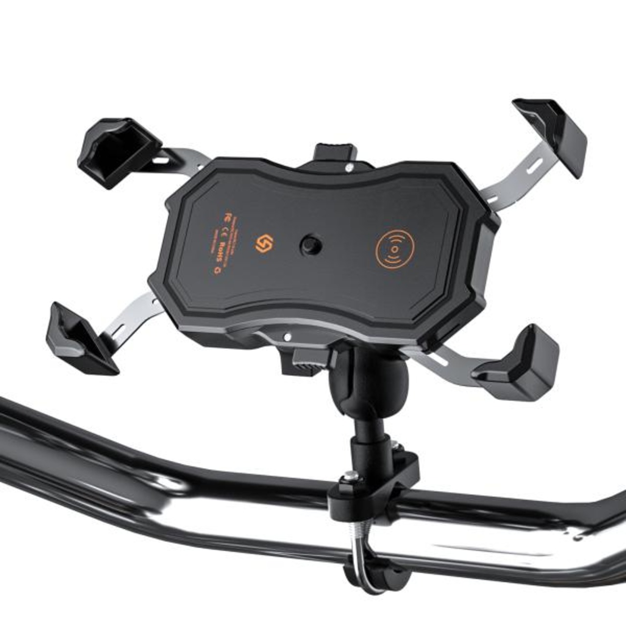 Formosa Japan IP65防水 スマホホルダー 充電 USBポート付き 無線Qi対応 二輪 バイク 原付 ハンドル ミラー 両方取付可能 5