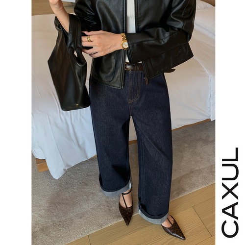 Wide Cuff Straight Denim Pants