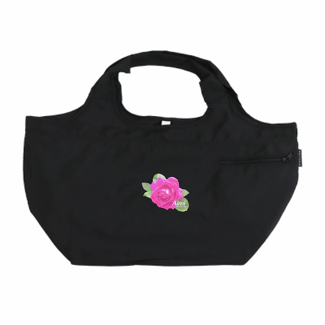トートバッグ  バラ rose 黒 【大容量】 25L ブラック薔薇 バッグ ばら 買い物 AIMI NATURE ARTS