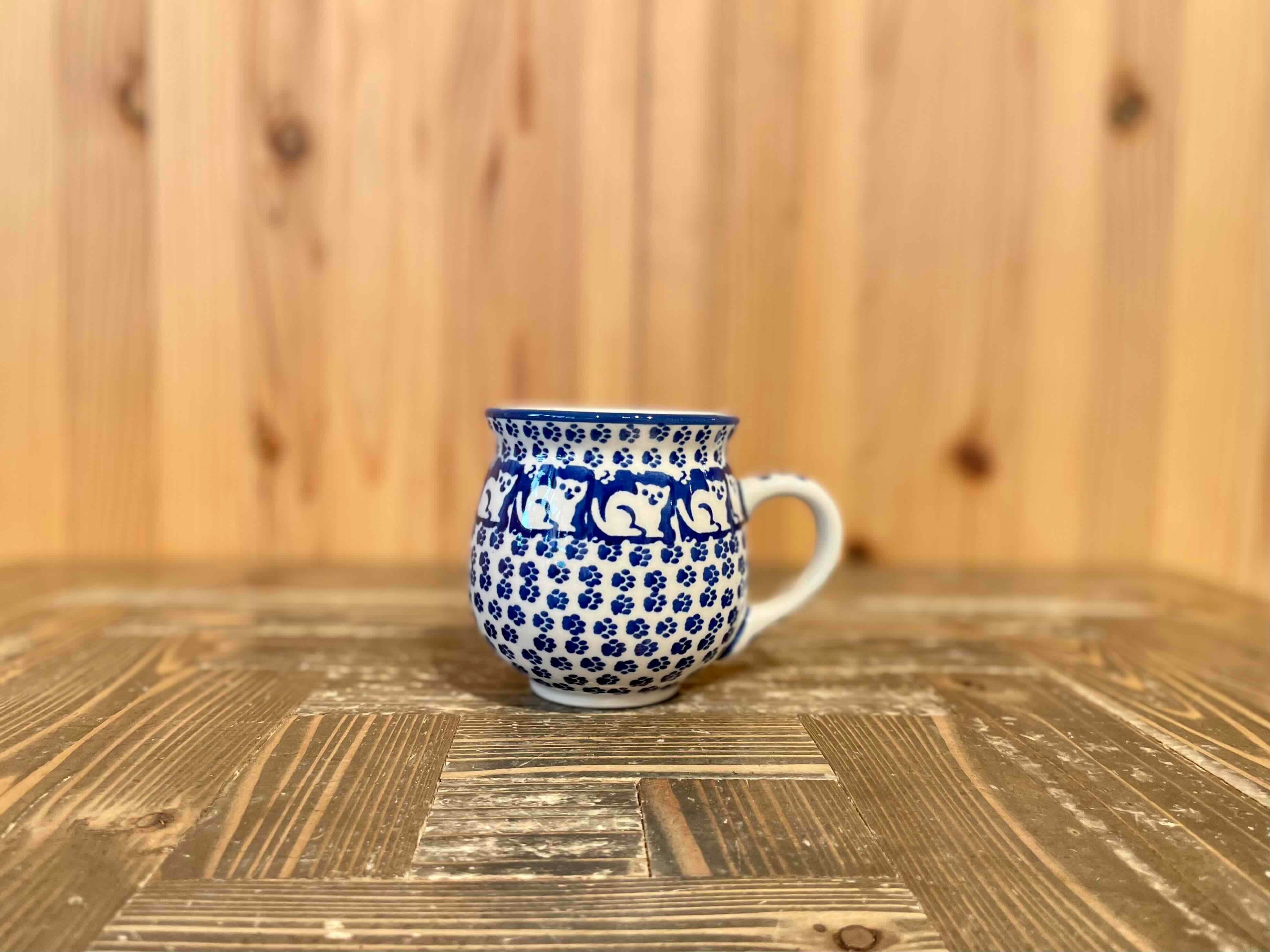 ポーリッシュポタリー 青色 陶器 猫のマグとプレート Manufaktura