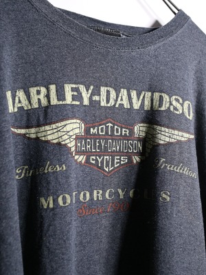 ”Harley-Davidson” XXXXXL super over silhouette logo print design L/S tee