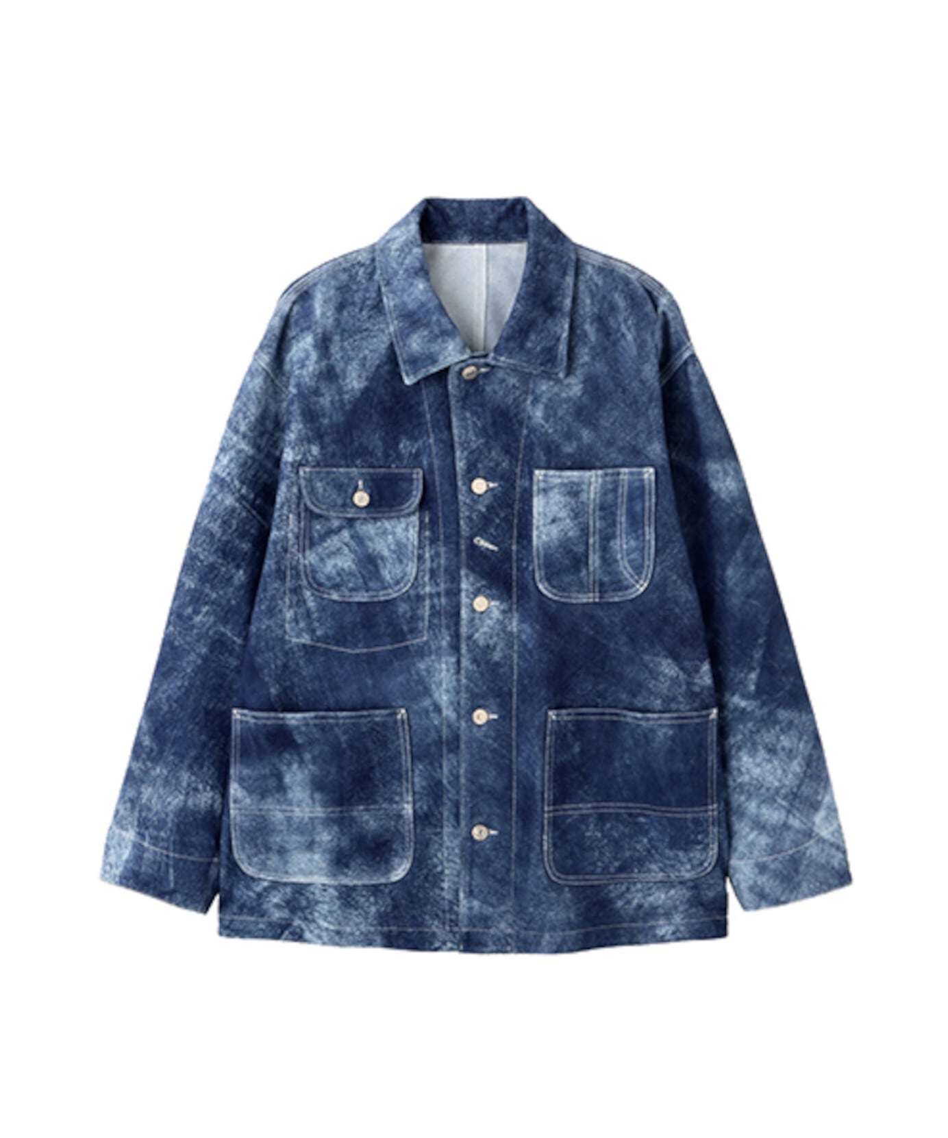 SEVEN BY SEVEN / 800-6125005 LEATHER COVERALL JACKET (LIGHT INDIGO