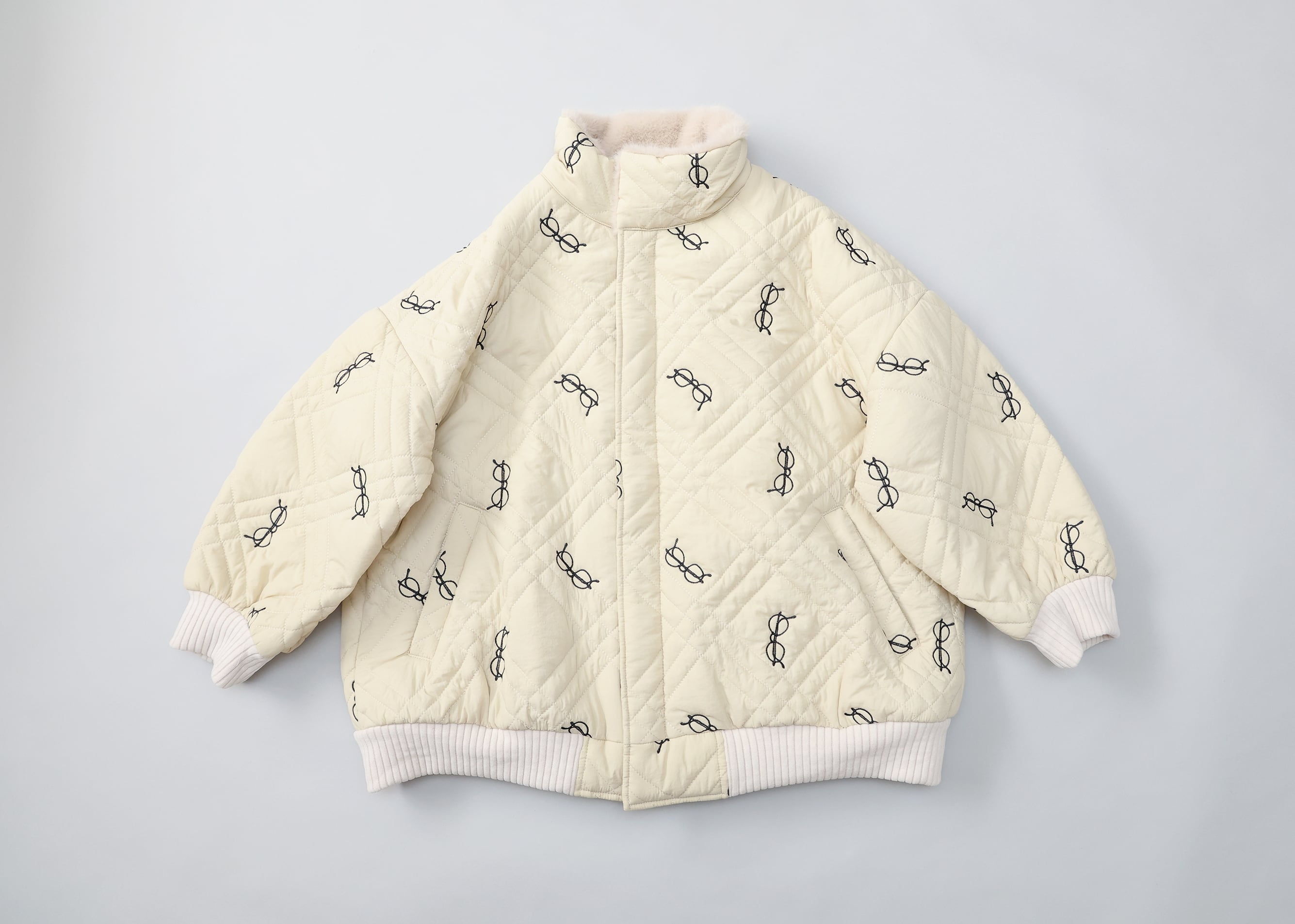 【25AW】michirico(ミチリコ)Quilting blouson アイボリー(L/XL)アウター キルティング めがね
