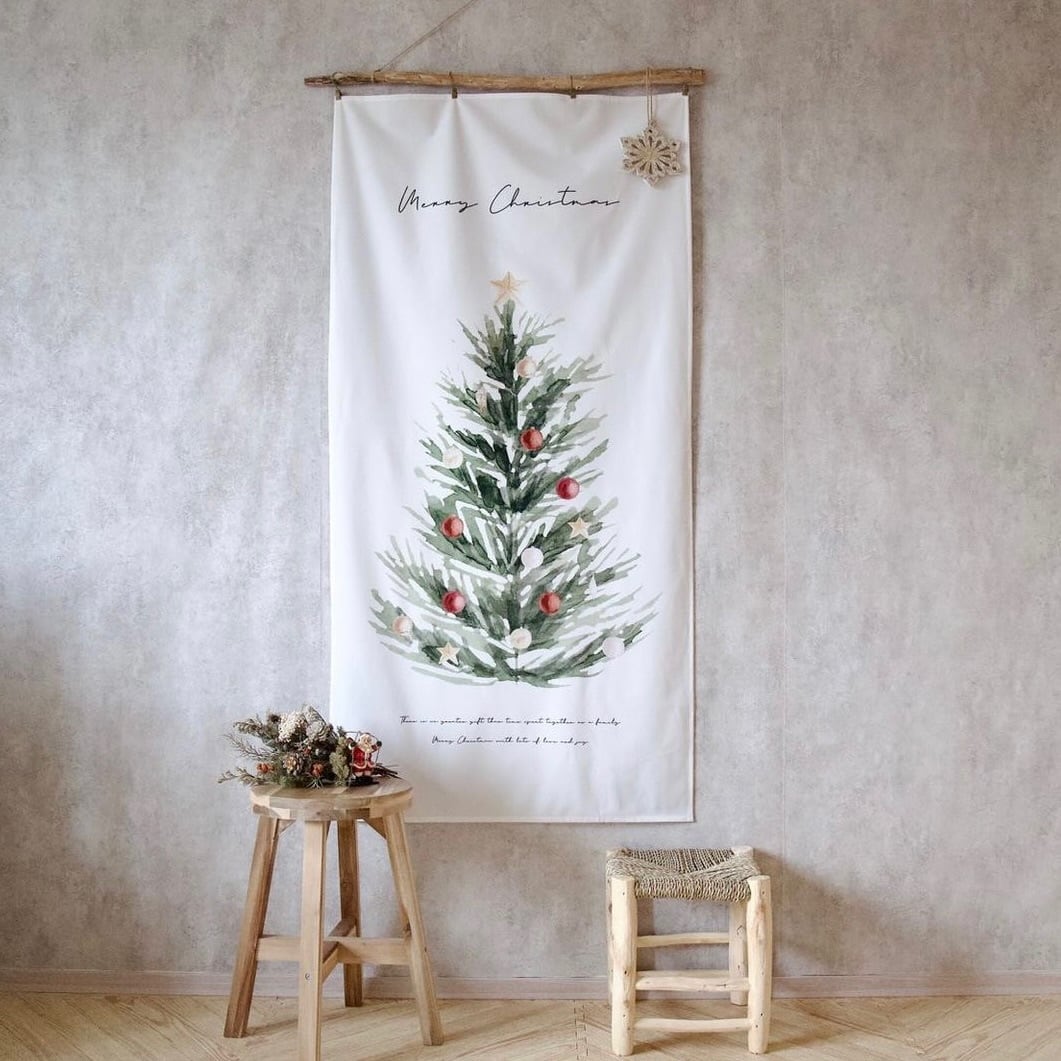 T010 【 Christmas Tree Tapestry Type-A Big 】 クリスマスタペストリー クリスマスツリー 飾り付け 縦向き  大きめ