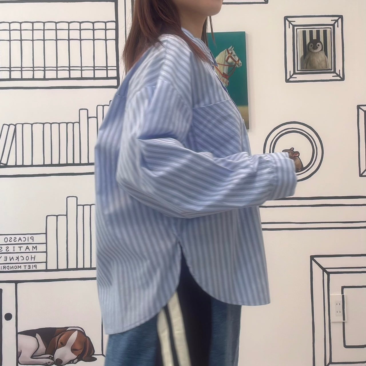 バックシャンストライプシャツ